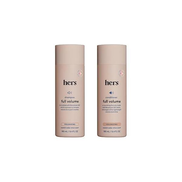 hers Full Volume Shampoo & Conditioner Set - Volumizing and for Women with Biotin Adds Lightweight Volume, Shine Bounce Coastal Cedar Citron 2 x 6.4 fl oz
