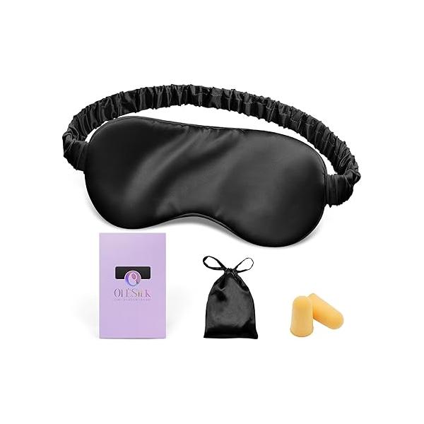 OLESILK 100% Natural Mulberry Silk Sleep Eye Mask Block Out Light, Fashion Printed Blindfold for Women Men Full Night Sleeping, Chic Cover Eyeshade, Pattern 2