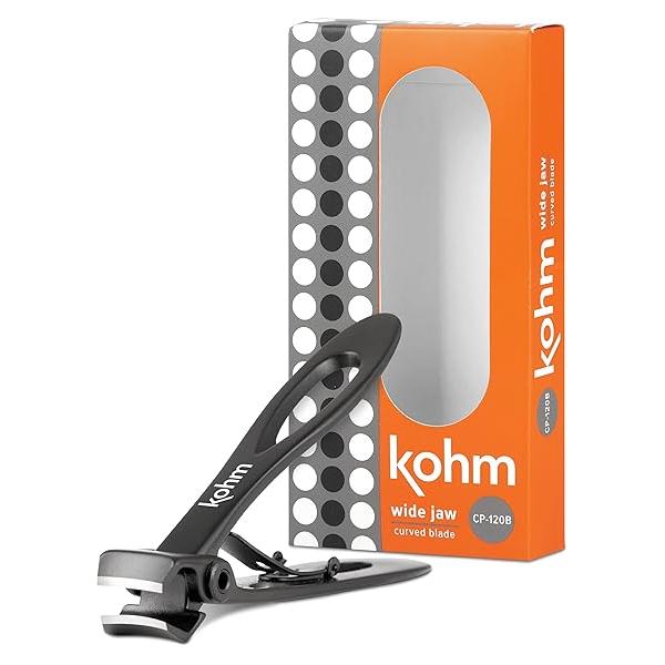 KOHM Nail Clippers for Thick Nails - Heavy Duty, Wide Mouth Professional Fingernail and Toenail Men, Women & Seniors, Silver