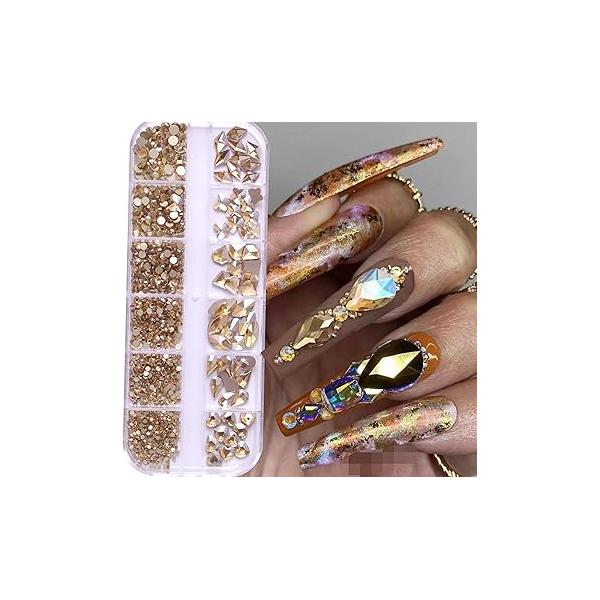 NAISKA 800Pcs Nail Art Rhinestones Set Colorful Flatback Glass Diamantes Gems for Nails Design Sparkly Diamond Beads DIY Crafts Clothes Tumblers Face Makeup Manicure