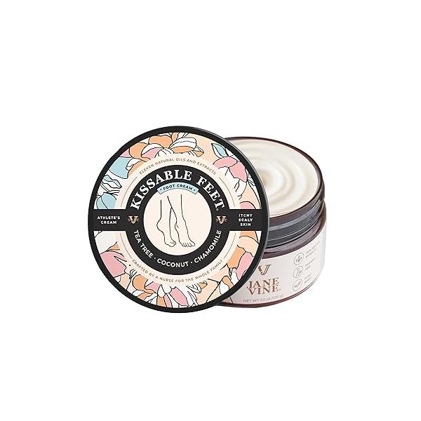 Kissable Feet, Athletes Foot Cream - Treatment, Antifungal for Itchy, Dry Skin Tea Tree, Coconut & Chamomile Nurse Crafted the Family, No Sting 3.5 oz