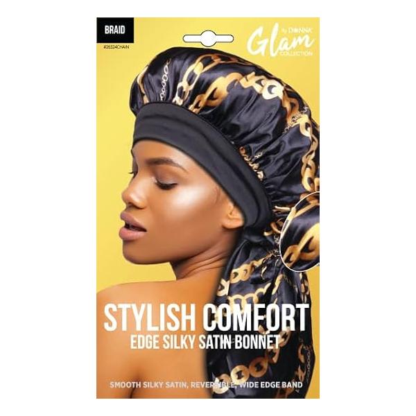 DONNA Stylish Edge Reversible Silky Bonnet, Shower Cap for Women Silk Bonnet Sleeping Satin Braid AZTEC