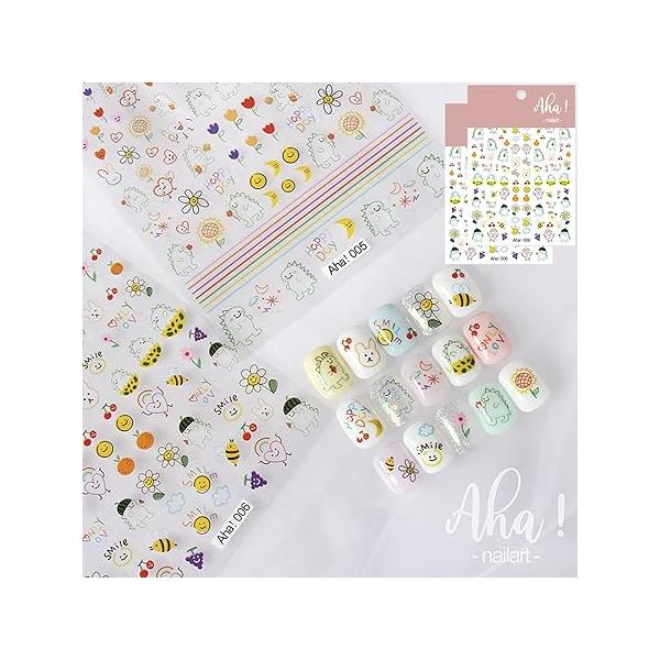 Graffiti Fun Nail Art Stickers Decals Abstract Twisted Face Sticker 3D Self Adhesive DIY Design Fashion Trend Glamour Decoration Accessories for Ladies Girls Kids (2 Sheets)