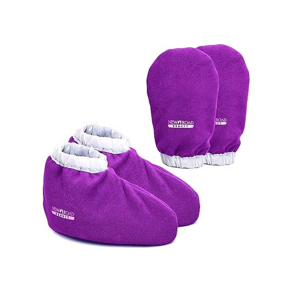Paraffin Wax Mitts for Hand and Foot, Thick Heat Therapy Insulated Terry Cloth Treatments, Use For Pedicure Foot Spa - Purple