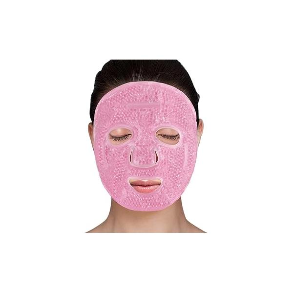 LotFancy Face Ice Pack, Reusable Mask, Gel Bead Cold Eye Hot Compress for Puffiness, Facial Routine, Post-Surgical Recovery, Headache, Skin Care, Post Laser Care