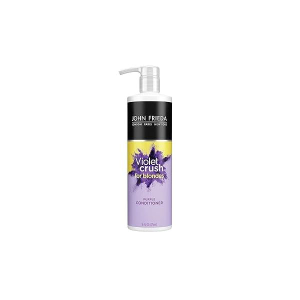 John Frieda Violet Crush Purple Conditioner, Conditioner for Blonde Hair, Crushed Pigments Neutralize Brassy Tones Cooler, Brighter Blonde, 8.3 Oz