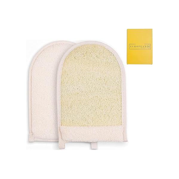 Loofah Exfoliating Body Scrubber Mitt - Dual-Sided Natural Egyptian Luffa Glove for Shower & Bath | Large Size Organic Sponge Deep Cleansing Women Men