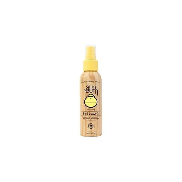 Sun Bum Revitalizing 3 in 1 Leave In Conditioner - Anti Frizz Detangler Color Safe with UV Protection Enriched Coconut Oil and Banana 4 oz