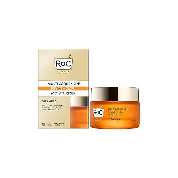 RoC Multi Correxion Revive + Glow 10% Vitamin C Blend Face Moisturizer, Anti-Aging Gel Cream for Instant Glow, Hypo-Allegenic & Oil-Free Skin Care, 1.7 Ounces (Packaging May Vary)