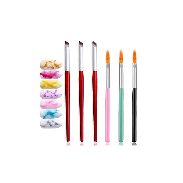 DANNEASY 6pcs Nail Design Brushes Ombre Brush Acrylic Art Set Pen for Gel Nails Manicure Tools