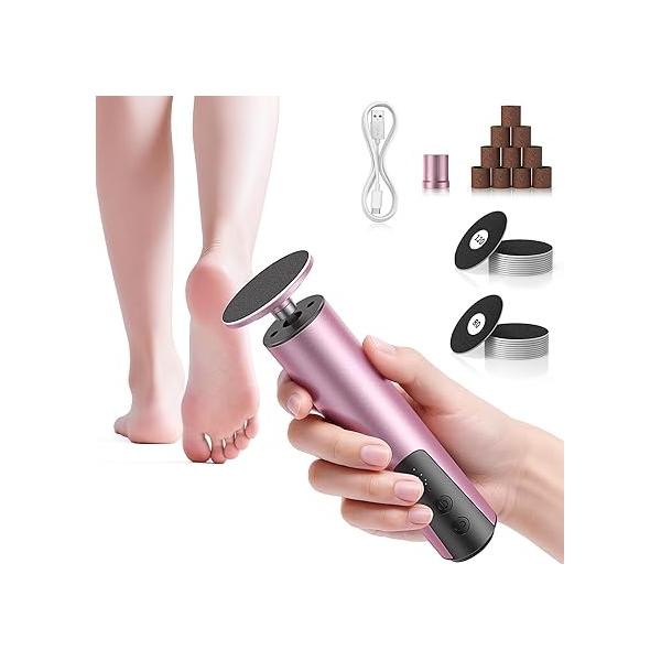Upgrade Wireless Electric Callus Remover for Feet, 2 in 1 Rechargeable Foot File Grinder Heel Hand with 6 Speed and Sandpaper, Pedicure Tool Feet Dead Skin