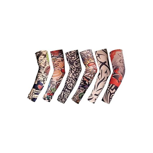HOVEOX 6Pcs Temporary Tattoo Arm Sleeves Fake Sleeve for Men and Women