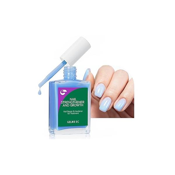 Gelike EC Nail Growth Strengthener for Woman: Nude Blush 6 in 1 Natural Hardener Extra Strong and - Polish Weak Damaged Nails