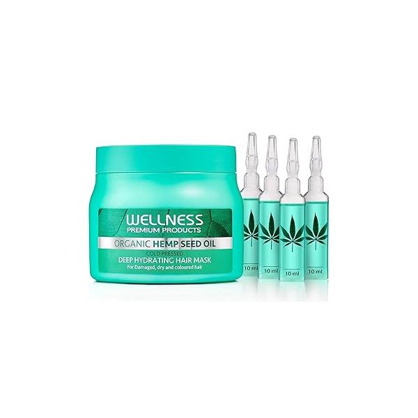 Wellness Premium Products Organic Hemp Seed Oil Deep Hydrating Hair Mask Unisex I0095757 16.91 Fl Oz (Pack of 1)