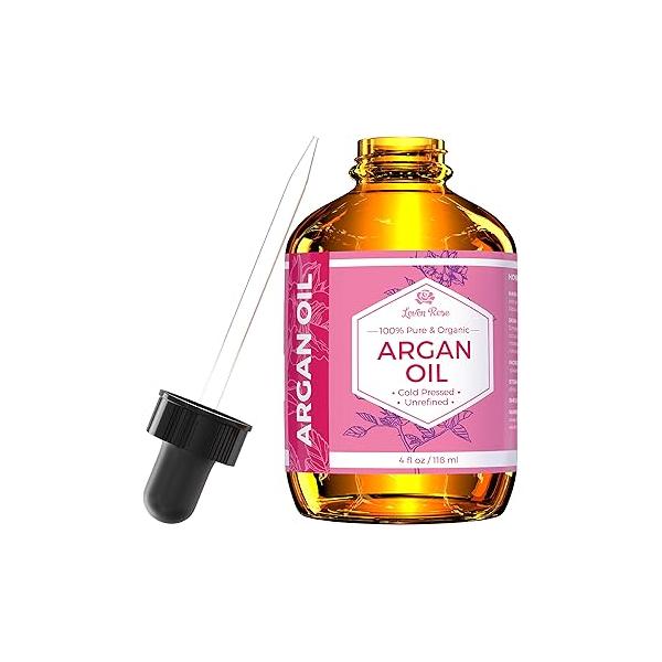 Leven Rose Argan Oil for Face, Hair and Skin - 4 oz 100% Pure Moroccan Cold-Pressed Organic