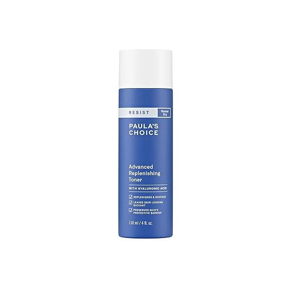Paula's Choice Resist Advanced Replenishing Toner, Anti-Aging Facial Toner with Hyaluronic Acid, Vitamin C & E, Lightweight Hydration for Dry Skin, Fragrance-Free, 4 Fl Oz