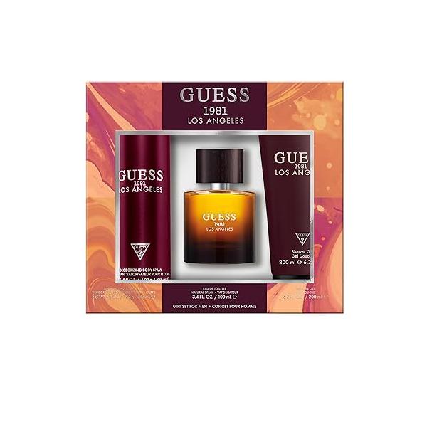 GUESS 1981 Los Angeles Men/Homme Eau de Toilette 3 Piece Gift Set - Cologne Spray 3.4 Fl. Oz., Deodorizing Body 6.0 & Shower Gel 6.7 Oz.