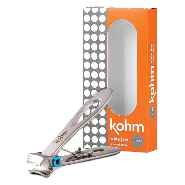 KOHM Nail Clippers for Thick Nails - Heavy Duty, Wide Mouth Professional Fingernail and Toenail Men, Women & Seniors, Silver