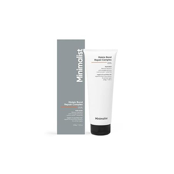 Minimalist Hair Mask for Damaged & Frizzy | After Shampoo Maleic Bond Repair Complex 5% Transglutaminase, Amino Acids Ceramides For Women Men 7.05 Oz/200 gm