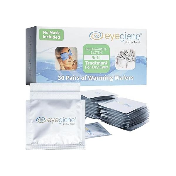 EyeGiene Refill - Insta-Warming Wafers for Self Heating Eye Mask - Warm Compress Eyes, Multi-Use Heat Treatment Dryness, Styes, Blepharitis, Portable Heated Dry 30 Pairs
