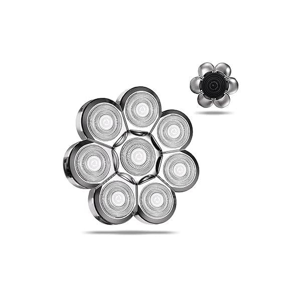 Universal Head Shaver Replacement Heads Magnetic 7 Blades Compatible with Freebird & Other Brands (7msilver)