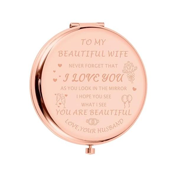 XPENMULBOJA Mother Day for Wife Birthday Gift Idea Anniversary Compact Mirror Her Gifts from Husband, Wifey her