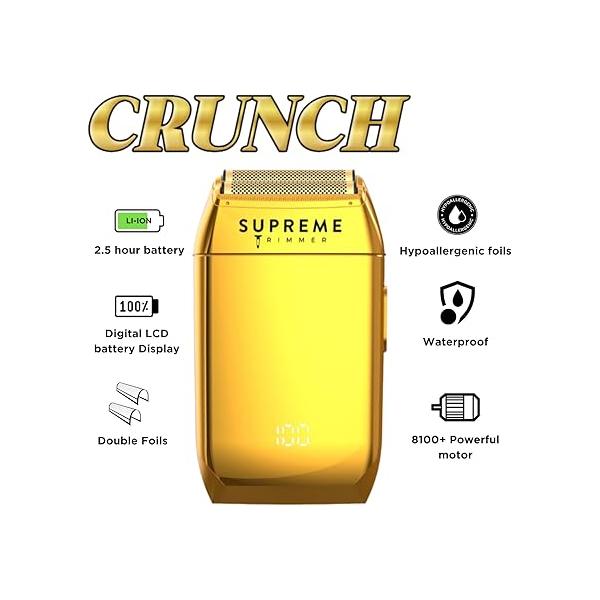 Supreme Trimmer Crunch Electric Razor for Men | 150 Minute Runtime, Waterproof Wet/Dry Men's Corded/Cordless Double Foil Shaver Stubble STF602