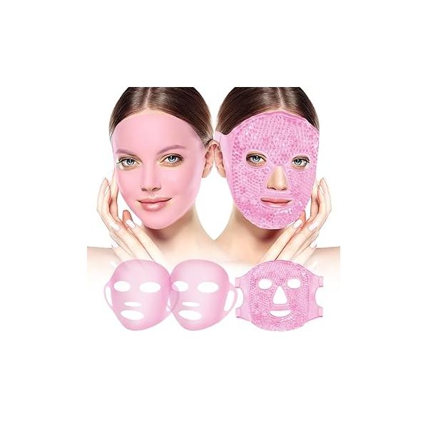 Face Ice Pack and 2 Packs Silicone Mask Cover, Hot Cold Eye Compress Skin Care Set for Women Puffiness Swelling Relief Beauty Spa Essentials Gifts