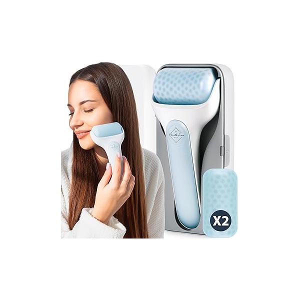 Facial Ice Roller for Face Premium with Carry Case and 2X Rollers Long Lasting Cold - Eye Puffy Eyes & Massage Migraines (Ice Roller)