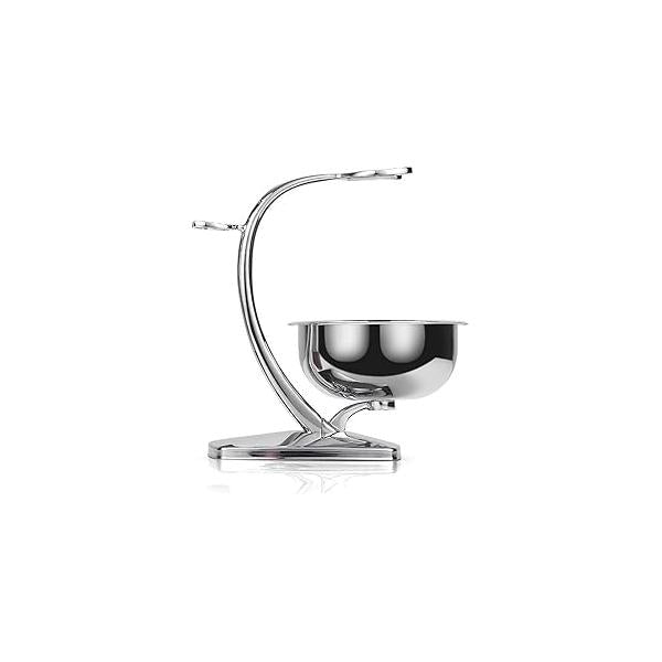 GRUTTI Magnetic Shaving Stand with Bowl - Stainless Steel Razor & Brush Holder, Chrome Alloy Base Perfect for Men, Dad, Husband (Father's Day, Birthday)