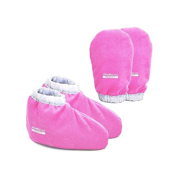 Paraffin Wax Mitts for Hand and Foot, Thick Heat Therapy Insulated Terry Cloth Treatments, Use For Pedicure Foot Spa - Purple