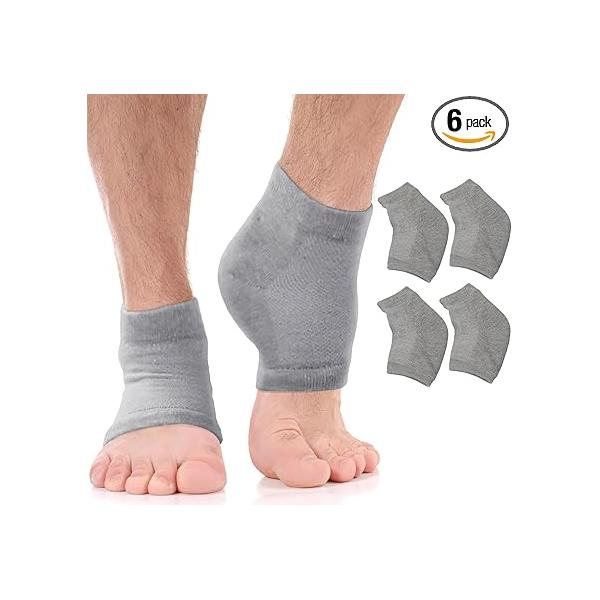 Moisturizing Socks for Men & Women | Aloe Vera Cracked Heel Treatment Foot Callus Remover Heels Dry Feet Lotion Infused Gel Sleeves (Large - 2 Pairs)