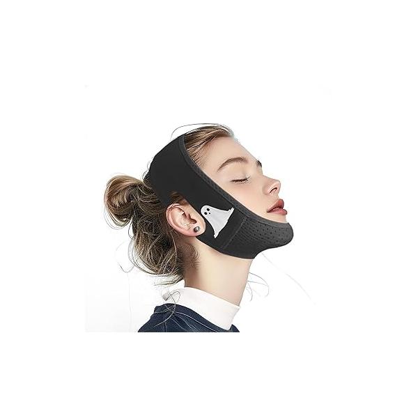 Chin Strap for Sleeping, V Line Lifting Mask, Halloween Decorations Spooky Ghosts, Reusable Face Strap, Jaw Exerciser (black)