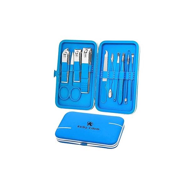 Manicure Set, Travel Mini Nail Clippers Kit Pedicure Care Tools, 10pcs Stainless Steel Grooming kit (Pink)