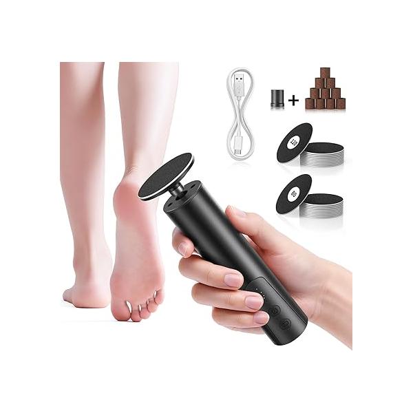 Upgrade Wireless Electric Callus Remover for Feet, 2 in 1 Rechargeable Foot File Grinder Heel Hand with 6 Speed and Sandpaper, Pedicure Tool Feet Dead Skin