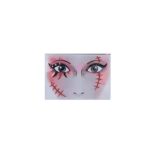 SOWAKA Face Jewels for Women Halloween Stick On Self Adhesive Crystal Rhinestones Gems Stickers Girls Festival Holiday Parties Makeup (Red - Scar)