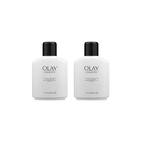 Olay Complete All Day Moisturizer Lotion with Sunscreen SPF 15 for Sensitive Skin, 6.0 fl oz (Pack of 2)