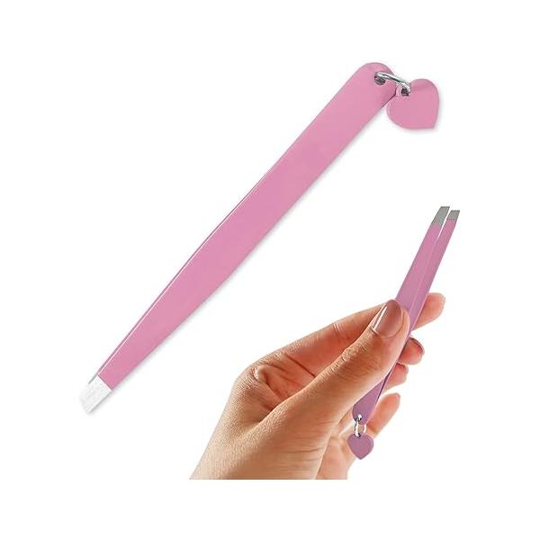 Expert Eyebrow Hair Removal Tweezer, Tweezers for Men, Women & Kids, Stainless Steel (PINK)