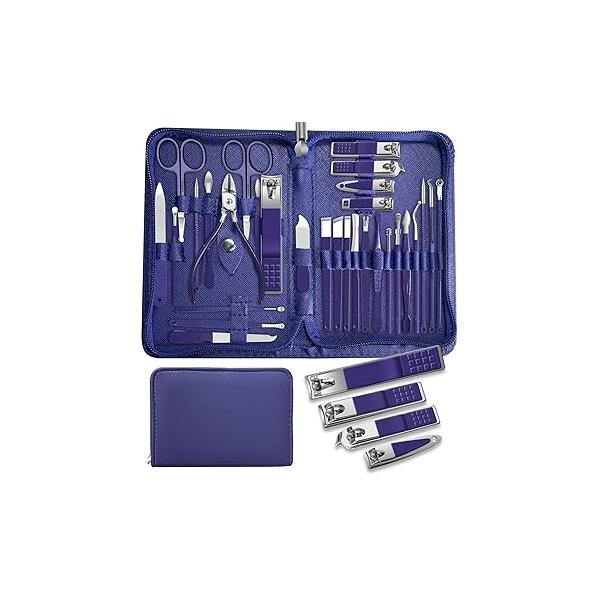 Manicure kit Personal Care Mens Grooming Kit, 30 in 1 Professional Nails Kit Pedicure Nail Clippers for Men and Beauty Tool Portable Set, with Luxurious Travel Case (Black)