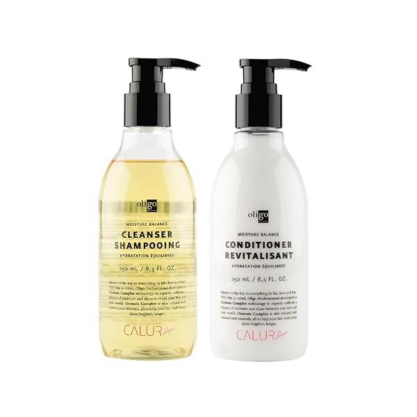 Oligo Professionnel - Calura Moisture Balance Cleanser & Conditioner Sulfate free Vegan Paraben Color safe Shine Hydrating formula for dry hair 8.5oz DUO BUNDLE