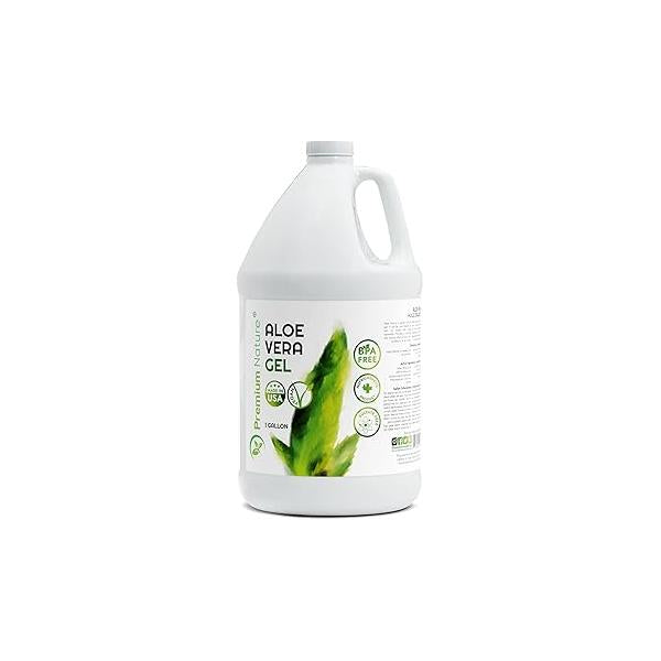 Premium Nature Pure Aloe Vera Gel For Face & Dry Skin, Sunburn Relief, Jelly for Skin Moisturizer from Plant Hair 1 Gallon Bottle Bulk Size