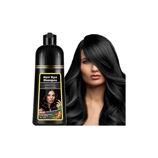 Instant Dark Wine Red Hair Dye Shampoo 3 in 1 for Gray Hair, Natural Color Men & Women, 17.6 FL OZ Herbal Colors Minutes
