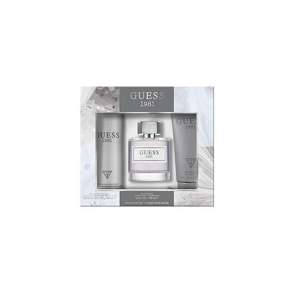 GUESS 1981 Men/Homme Eau de Toilette 3 Piece Gift Set - Cologne Spray 3.4 Fl. Oz., Deodorizing Body 6.0 & Shower Gel 6.7 Oz.
