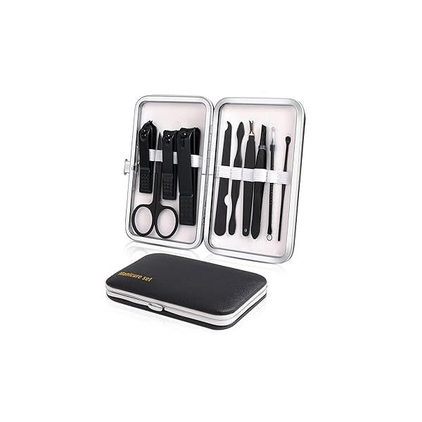 Manicure Set, Travel Mini Nail Clippers Kit Pedicure Care Tools, 10pcs Stainless Steel Grooming kit (Pink)