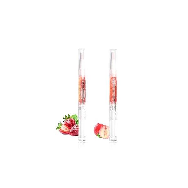 Cuticle Oil Pen for Nails Care,Nail For Strength,Nourish Moisten Care Nail Cream To Reduce Cracking and Dry Weak Peeling Brittle Thin （Strawberries&peaches）