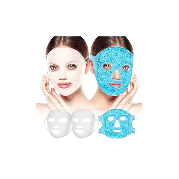 Face Ice Pack and 2 Packs Silicone Mask Cover, Hot Cold Eye Compress Skin Care Set for Women Puffiness Swelling Relief Beauty Spa Essentials Gifts