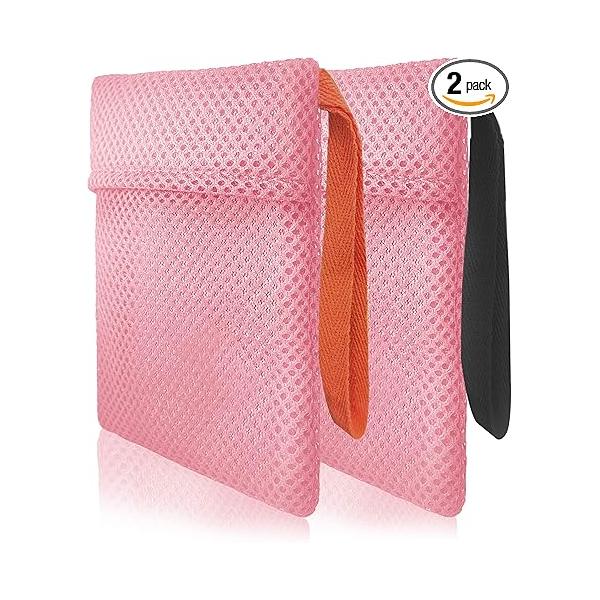 2 Pack Soap Bag Gentle Roughness,Bar Pouch Saver Pocket,Body Scrubber Shower Sponge Loofah,Exfoliating Bath (Pink)