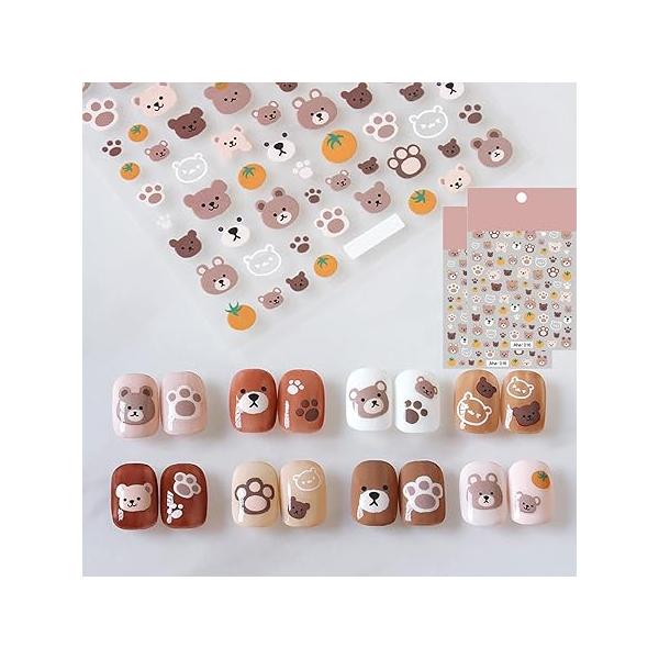 Graffiti Fun Nail Art Stickers Decals Abstract Twisted Face Sticker 3D Self Adhesive DIY Design Fashion Trend Glamour Decoration Accessories for Ladies Girls Kids (2 Sheets)