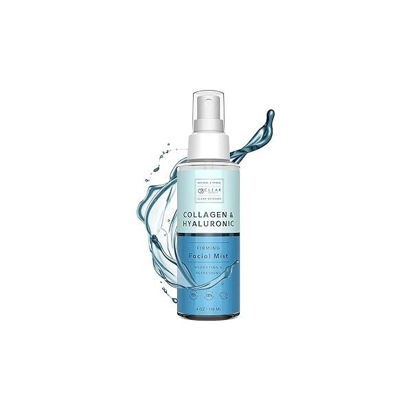 Hyaluronic Acid & Collagen Face Mist - Dermatologist Tested, Moisturizes Tones Skin, Anti-Aging, Natural Ingredients, Cruelty-Free, 95% All Skin Types 4 OZ