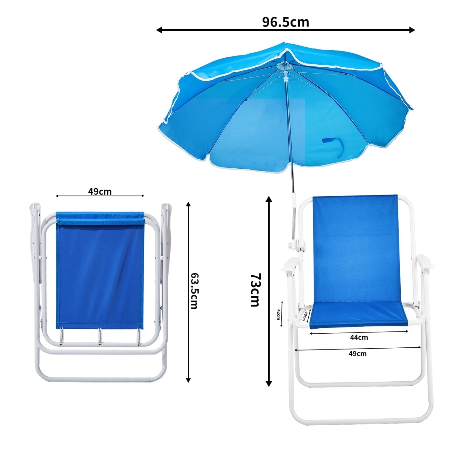 Folding Camping Chair with Adjustable Umbrella for Adults, Lightweight Portable Beach Chairs for Travel & Outdoor Activities, 265lbs Capacity, Blue